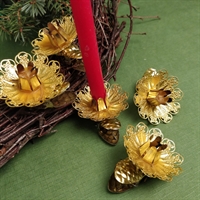 guld filigran lysholdere klips til juletræet retro julepynt